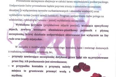 KOMUNIKAT PODKARPACIEGO WOJEWÓDZKIEGO LEKARZA WETERYNARII